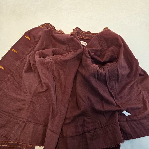JOHNNY WAS Grunge BURGANDY Frayed Raw Edge Hem Utility Jacket Size L New NO Tag! - Picture 10 of 16
